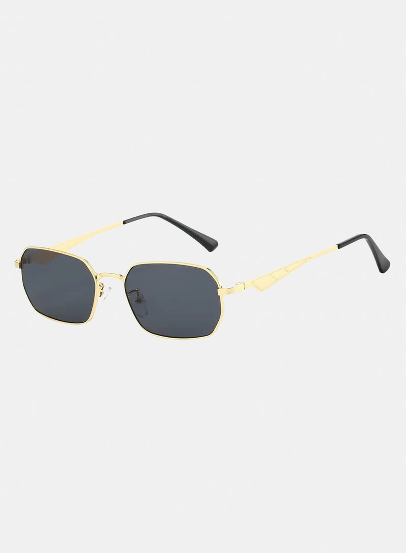 Nysa Black Gold Rimless Rectangle Sunglasses